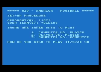 Mid-America Football atari screenshot