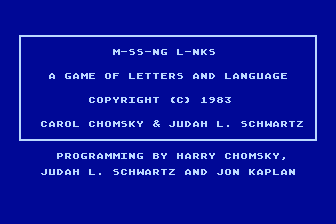 M-ss-ng L-nks - Young People's Literature atari screenshot