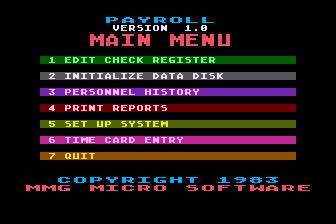 MMG Payroll atari screenshot