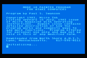 Mode 10 Painter Program atari screenshot