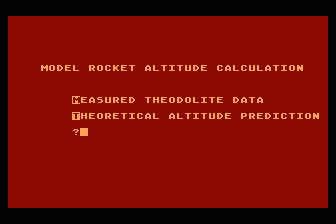 Model Rocket Altitude Calculation atari screenshot