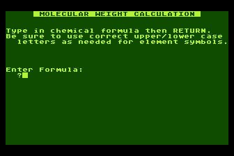 Molecular Weight Calculator atari screenshot
