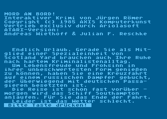 Mord an Bord atari screenshot