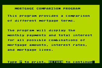 Mortgage and Loan Analysis atari screenshot