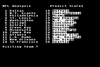 NFL Analysis - 1987 Edition atari screenshot
