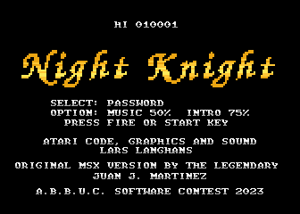Night Knight atari screenshot