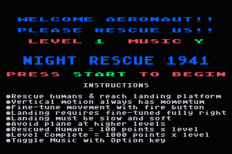 Night Rescue 1941 atari screenshot