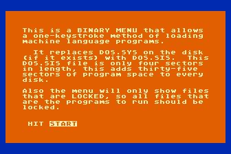 No-DOS Binary Menu atari screenshot