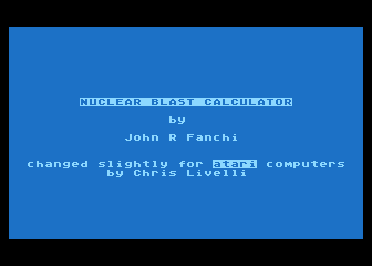Nuclear Blast Calculator atari screenshot