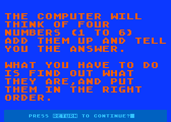 Number Master Mind atari screenshot