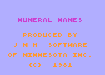 Numeral Names atari screenshot