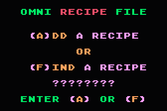 Omni Recipe File atari screenshot