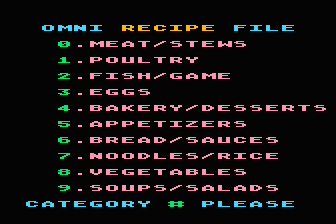 Omni Recipe File atari screenshot