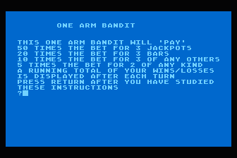 One Arm Bandit atari screenshot