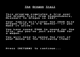 Oregon Trail (The) atari screenshot