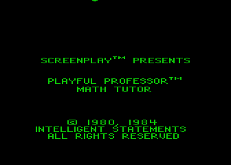 Playful Professor Math Tutor atari screenshot