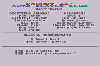 Parrot II Auto-Player Demo atari screenshot