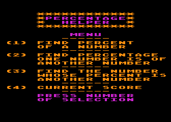 Percentage Helper atari screenshot