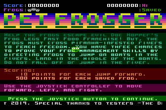 PET Frogger atari screenshot