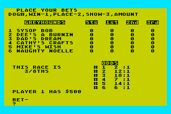Photo Finish Greyhound Racing atari screenshot