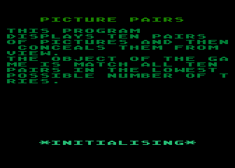 Picture Pairs atari screenshot