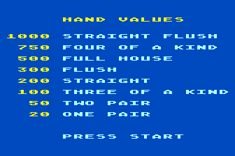 Poker Solitaire atari screenshot