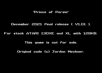 Prince of Persia atari screenshot