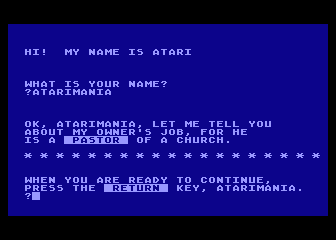 Program for Vocational Seminar atari screenshot