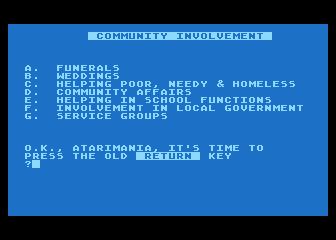Program for Vocational Seminar atari screenshot