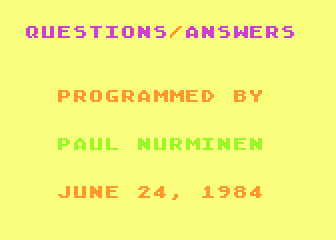 Questions / Answers atari screenshot