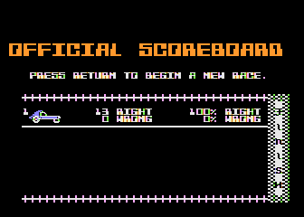 Race Car 'Rithmetic atari screenshot