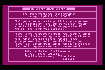 Ramblin' Gamblin' atari screenshot
