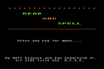 Read and Spell atari screenshot