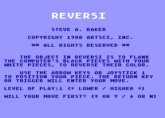 Reversi atari screenshot