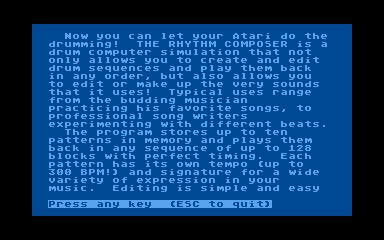 Rhythm Composer (The) atari screenshot