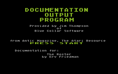 Roster (The) atari screenshot