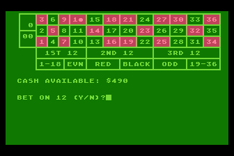 Roulette atari screenshot