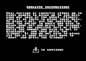 Roulette atari screenshot