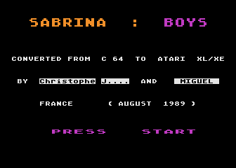 Sabrina - Boys atari screenshot