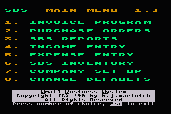 SBS - Small Business System atari screenshot