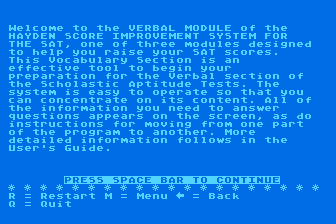Score Improvement System for the SAT - Vocabulary atari screenshot