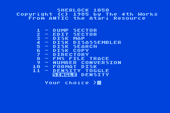 Sherlock 1050 atari screenshot