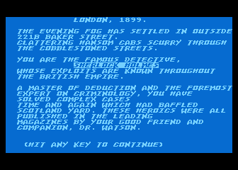 Sherlock Holmes and the Case of the Elementary Rescue atari screenshot