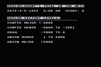 Shiloh - Grant's Trial in the West atari screenshot
