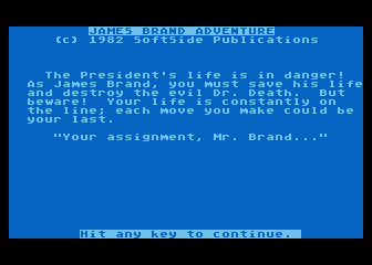 SoftSide Adventure No. 10 - James Brand atari screenshot