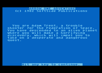 SoftSide Adventure No. 13 - Arrow One atari screenshot