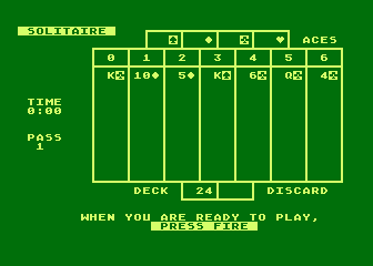 Solitaire atari screenshot