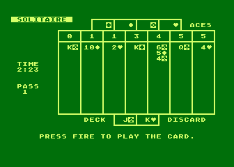 Solitaire atari screenshot