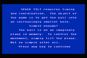 Space Tilt atari screenshot