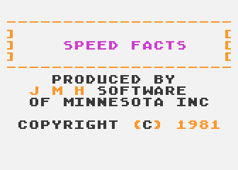 Speed Facts atari screenshot